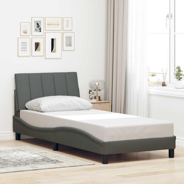 ARDEBO.de - Bettgestell ohne Matratze Dunkelgrau 80x200 cm Stoff