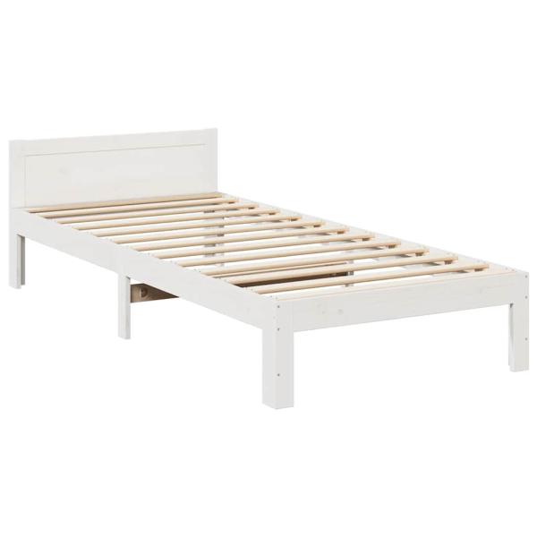 Massivholzbett ohne Matratze Weiß 90x200 cm Kiefernholz