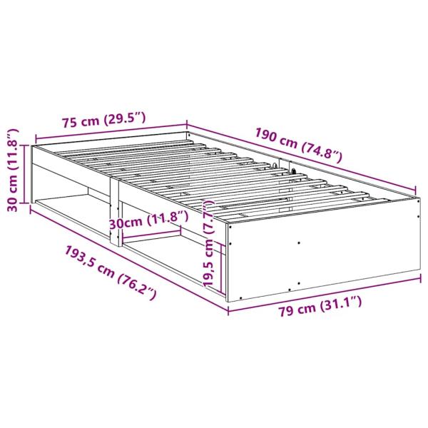 Tagesbett ohne Matratze 75x190 cm Massivholz Kiefer