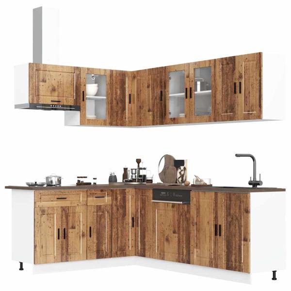 ARDEBO.de - 11-tlg. Küchenschrank-Set Porto Altholz-Optik Holzwerkstoff