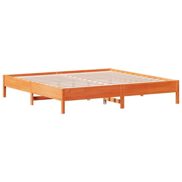 Massivholzbett mit Regal ohne Matratze Wachsbraun 200x200 cm