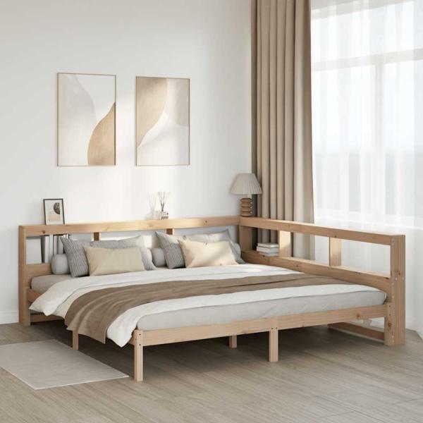 ARDEBO.de - Massivholzbett mit Regal ohne Matratze 180x200 cm Kiefernholz