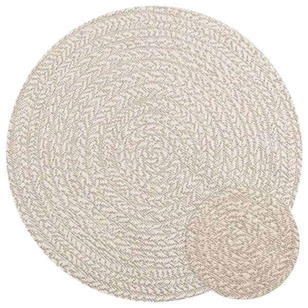 ARDEBO.de - Teppich ZIZUR Creme Ø 90 cm Jute-Optik Indoor und Outdoor