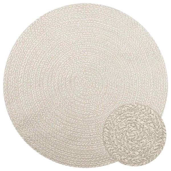 ARDEBO.de - Teppich ZIZUR Creme Ø 160 cm Jute-Optik Indoor und Outdoor