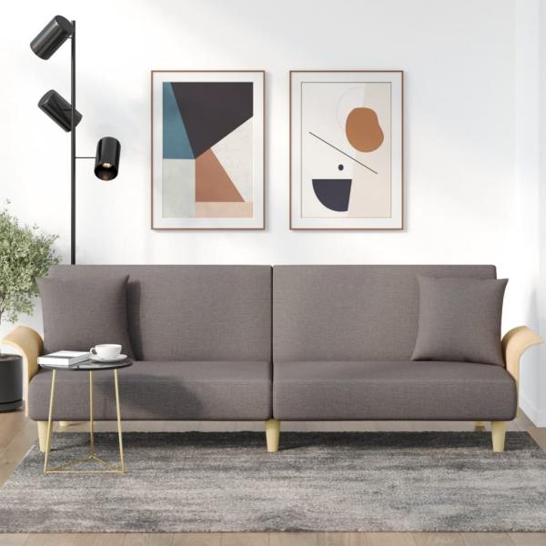 ARDEBO.de - Schlafsofa mit Armlehnen Taupe Stoff