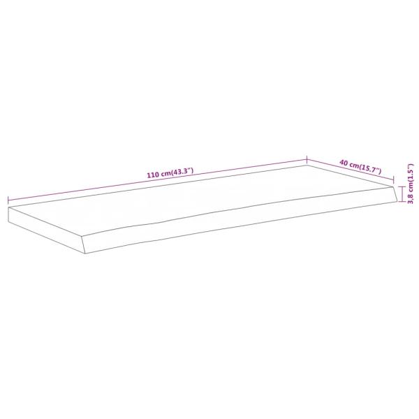 Tischplatte 110x40x3,8cm Rechteckig Massivholz Akazie Baumkante