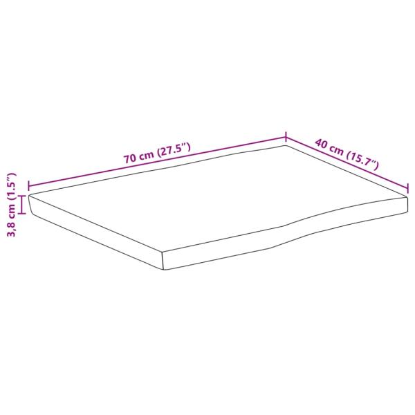 Tischplatte 70x40x3,8 cm Rechteckig Massivholz Akazie Baumkante