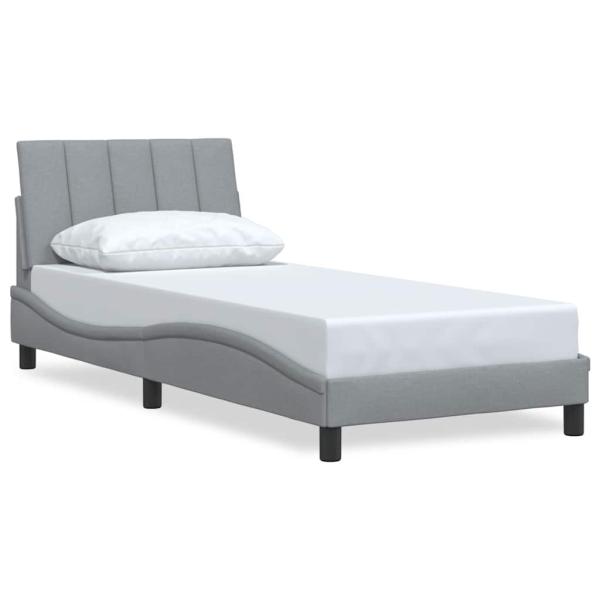 Bettgestell ohne Matratze Hellgrau 90x190 cm Stoff