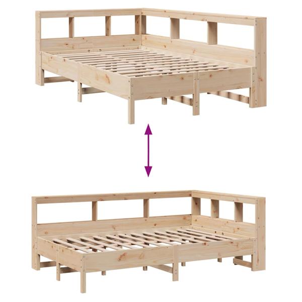 Massivholzbett mit Regal ohne Matratze 135x190 cm Kiefernholz