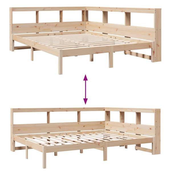 Massivholzbett mit Regal ohne Matratze 160x200 cm Kiefernholz