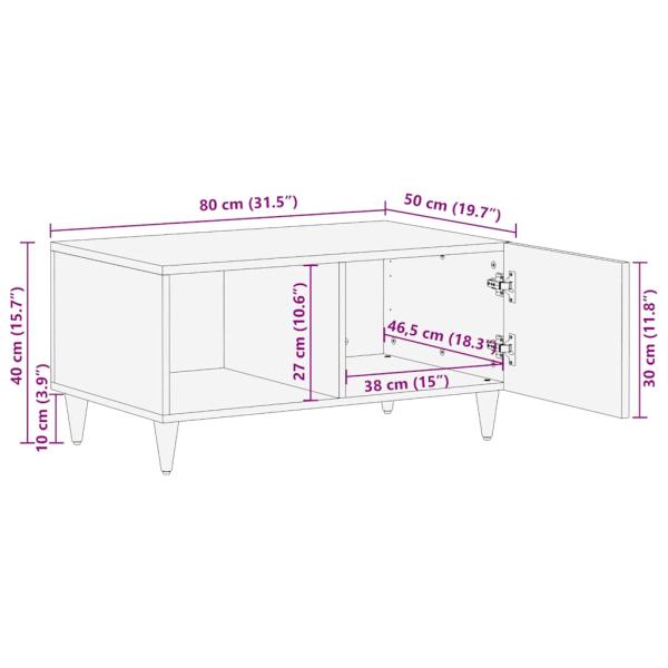 Couchtisch 80x50x40 cm Massivholz Mango