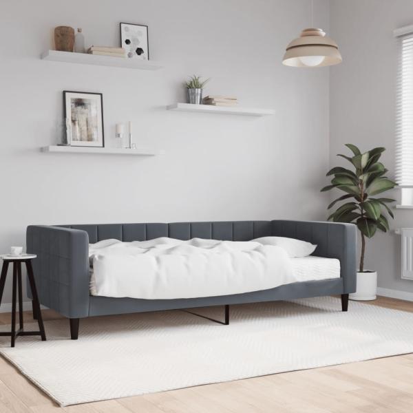 ARDEBO.de - Tagesbett mit Matratze Dunkelgrau 90x200 cm Samt