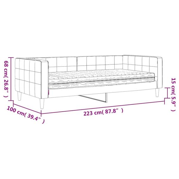Tagesbett mit Matratze Dunkelgrau 90x200 cm Samt