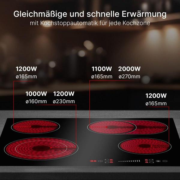 Bomann EBK 7941 Induktionskochfeld, 58 cm breit, 9 Leistungsstufen, Ankochautomatik, schwarz