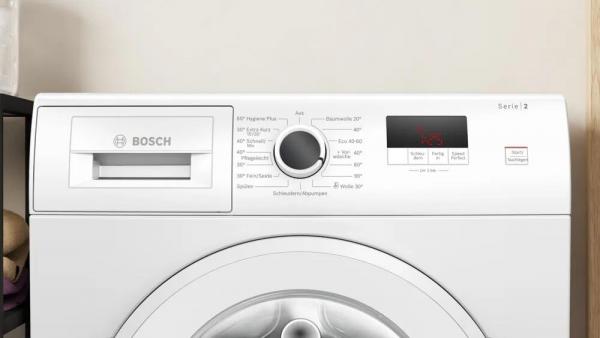 Bosch WGE02420 Serie 2 7kg Frontlader Waschmaschine, 60 cm breit, 1400 U/Min, Active Water Plus, Speed Perfect, Nachlegefunktion, Eco Silence Drive, weiß