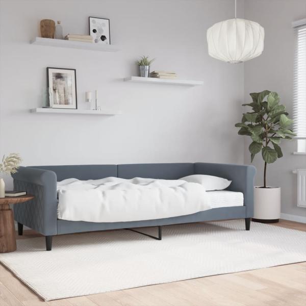 ARDEBO.de - Tagesbett mit Matratze Dunkelgrau 90x200 cm Samt