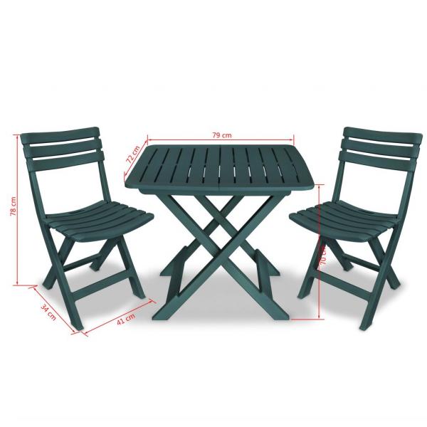 3-tlg. Bistro-Set Klappbar Kunststoff Grün