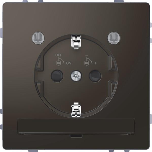 ARDEBO.de Merten SCHUKO-Steckdose mit Lichtauslass und LED-Beleuchtungs-Modul, System Design, erhöhter Berührungsschutz, Steckklemmen, anthrazit (MEG2304-6034)