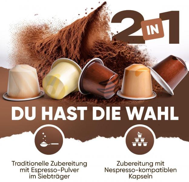 ProfiCook PC-ES-KA 1267 Espresso-Kaffeemaschine, 1100 W, 20 bar, 1,5 Wassertank, Edelstahl (501267)