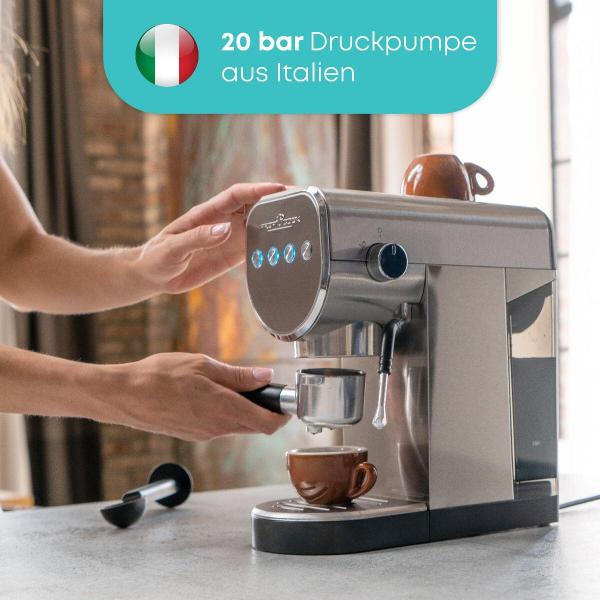 ProfiCook PC-ES-KA 1265 Espresso-Kaffeemaschine, 1360 W, 1 L Wassertank, Edelstahl (501265)