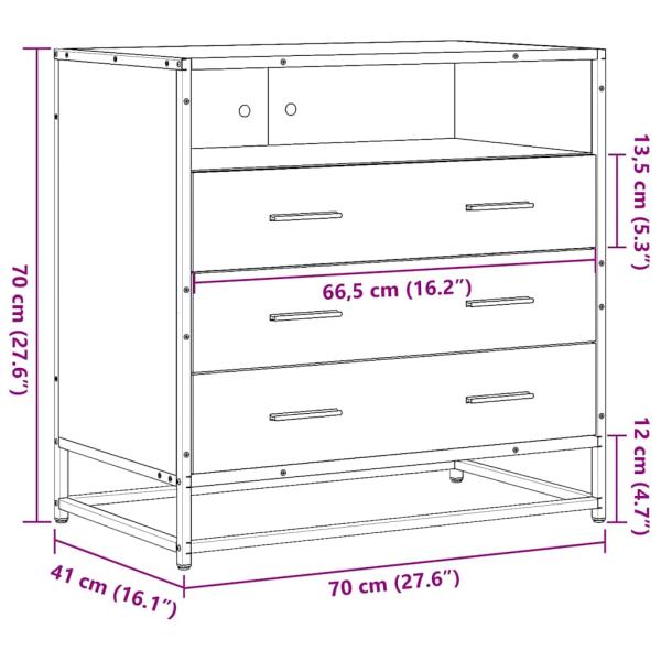 Schubladenschrank Grau Sonoma 70x41x70 cm Holzwerkstoff