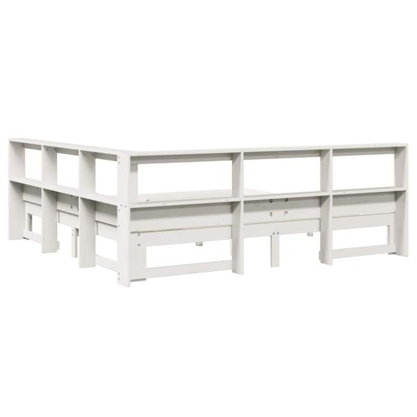 Massivholzbett mit Regal ohne Matratze Weiß 180x200 cm Kiefer