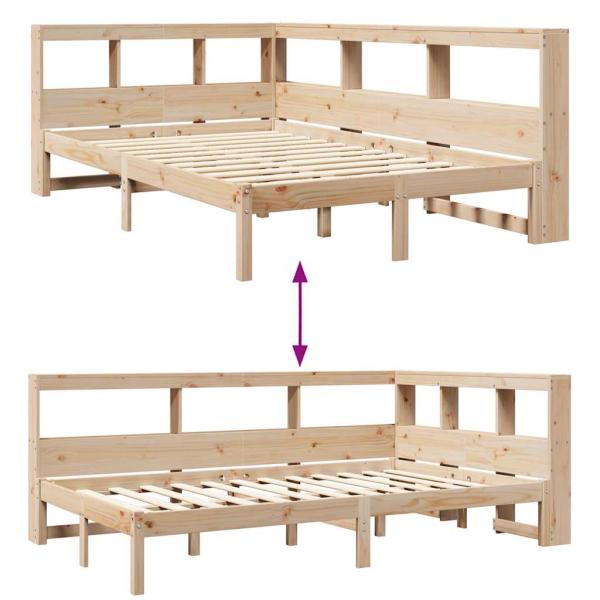 Massivholzbett mit Regal ohne Matratze 120x200 cm Kiefer