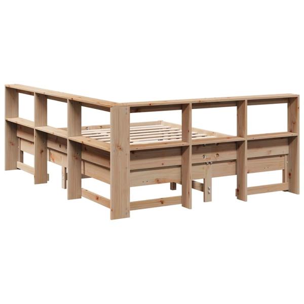 Massivholzbett mit Regal ohne Matratze 150x200 cm Kiefernholz