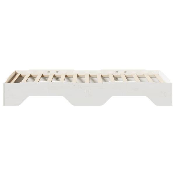 Massivholzbett ohne Matratze Stapelbar Weiß 75x190 cm