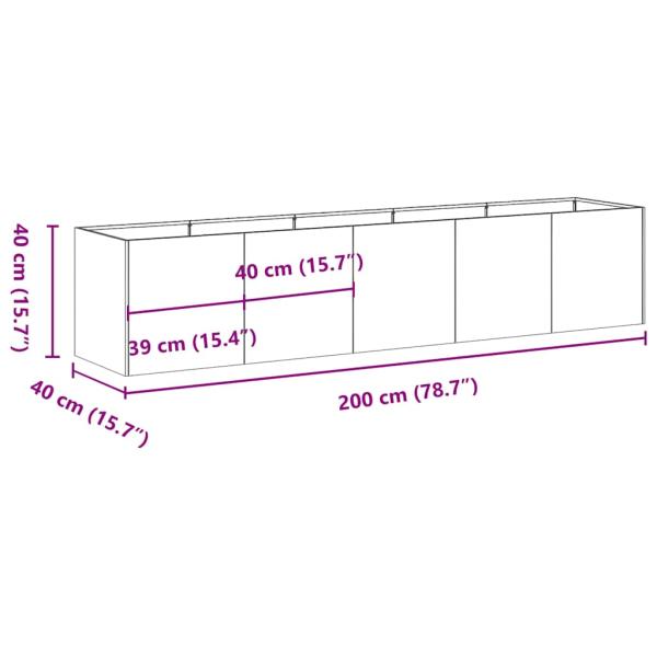 Pflanzkübel 200x40x40 cm Verzinkter Stahl