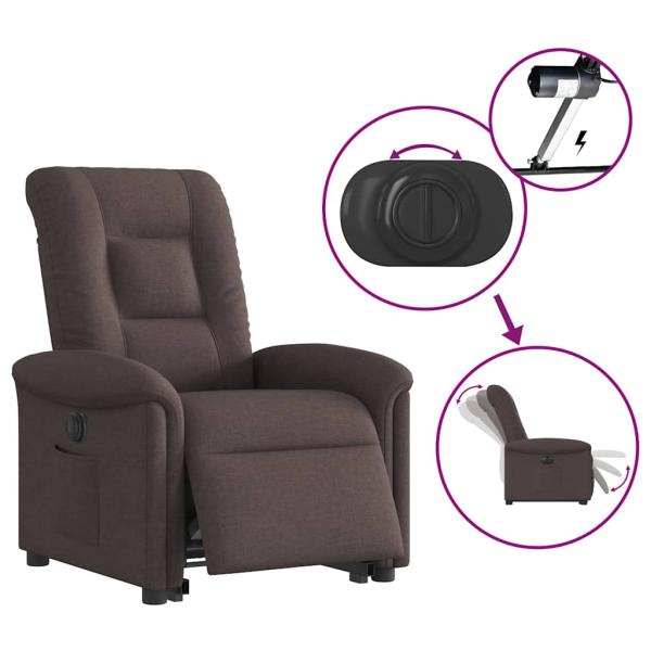 Relaxsessel mit Aufstehhilfe Elektrisch Dunkelbraun Stoff