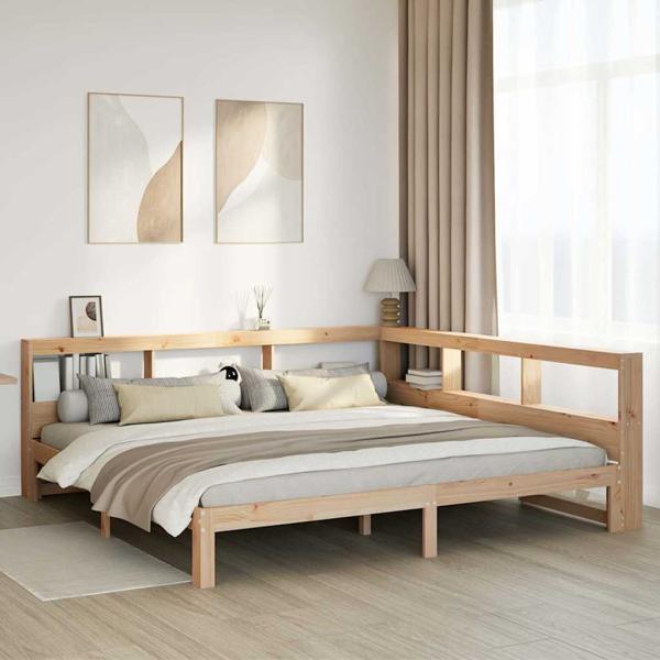 ARDEBO.de - Massivholzbett mit Regal ohne Matratze 180x200 cm Kiefernholz