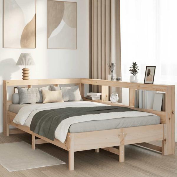ARDEBO.de - Massivholzbett mit Regal ohne Matratze 140x200 cm Kiefernholz
