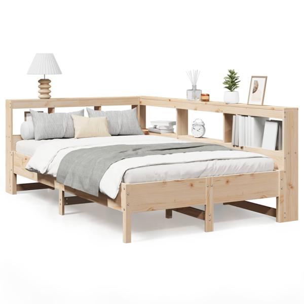 Massivholzbett mit Regal ohne Matratze 140x200 cm Kiefernholz