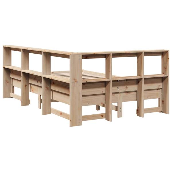 Massivholzbett mit Regal ohne Matratze 140x200 cm Kiefernholz