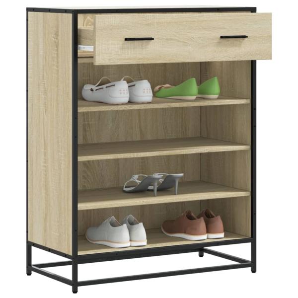 ARDEBO.de - Schuhschrank Sonoma Eiche 75x38x97,5 cm Holzwerkstoff Metall