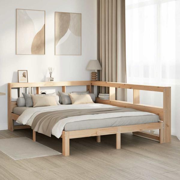 ARDEBO.de - Massivholzbett mit Regal ohne Matratze 140x190 cm Kiefernholz
