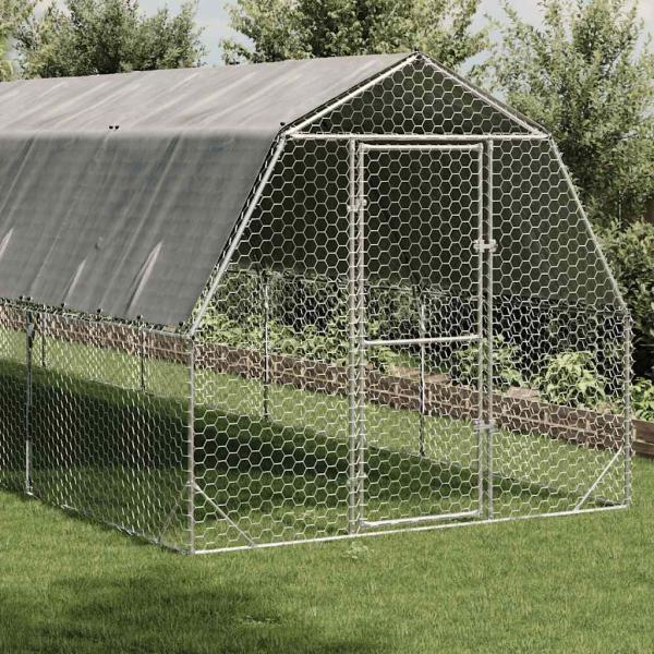 Hühnerstall mit Dach 2,5x6x2,25 m Verzinkter Stahl