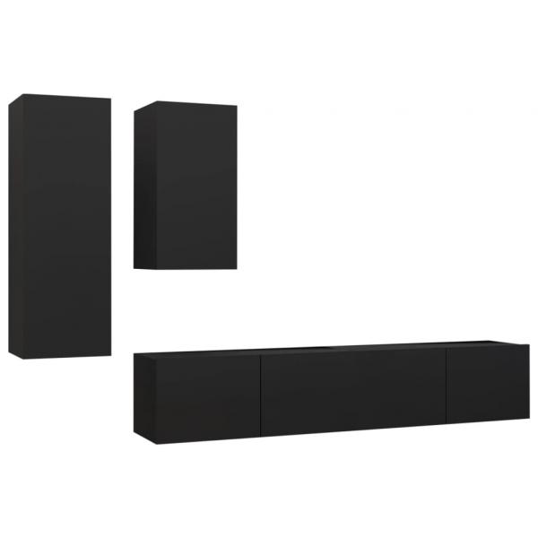 4-tlg. TV-Schrank-Set Schwarz Holzwerkstoff