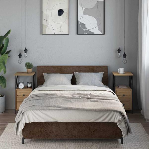 Nachttische 2 Stk. Artisan-Eiche 34x35,5x70 cm Holzwerkstoff