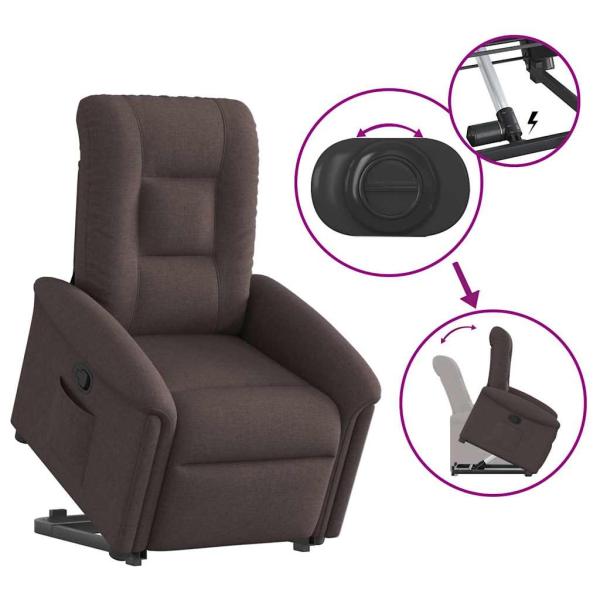 Relaxsessel mit Aufstehhilfe Dunkelbraun Stoff