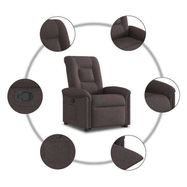Relaxsessel mit Aufstehhilfe Dunkelbraun Stoff