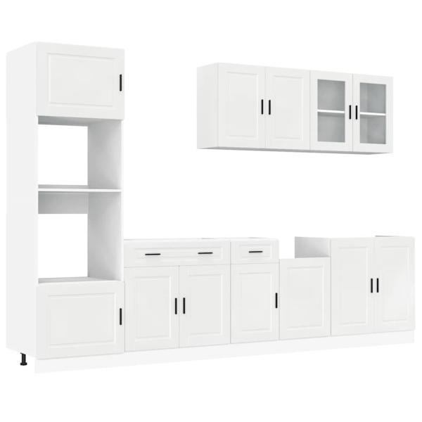 ARDEBO.de - 7-tlg. Küchenschrank-Set Kalmar Hochglanz-Weiß Holzwerkstoff