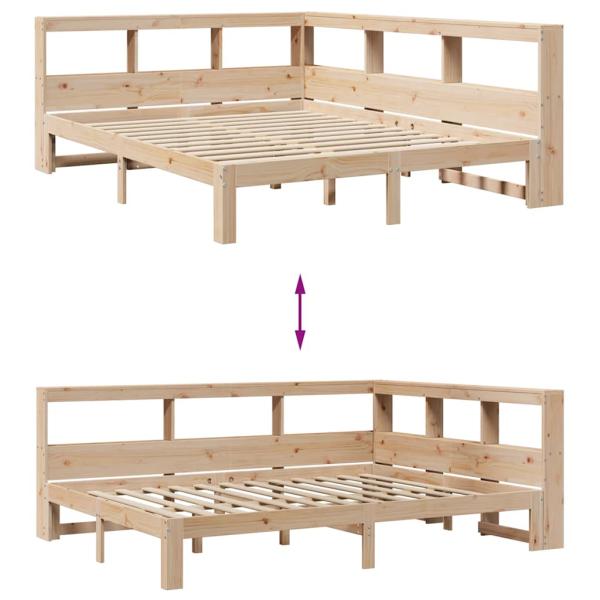 Massivholzbett mit Regal ohne Matratze 150x200 cm Kiefernholz