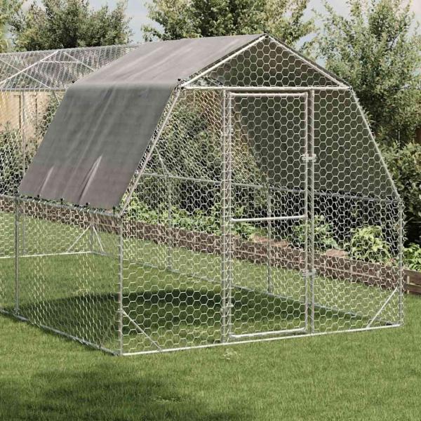 Hühnerstall mit Dach 2,5x6x2,25 m Verzinkter Stahl