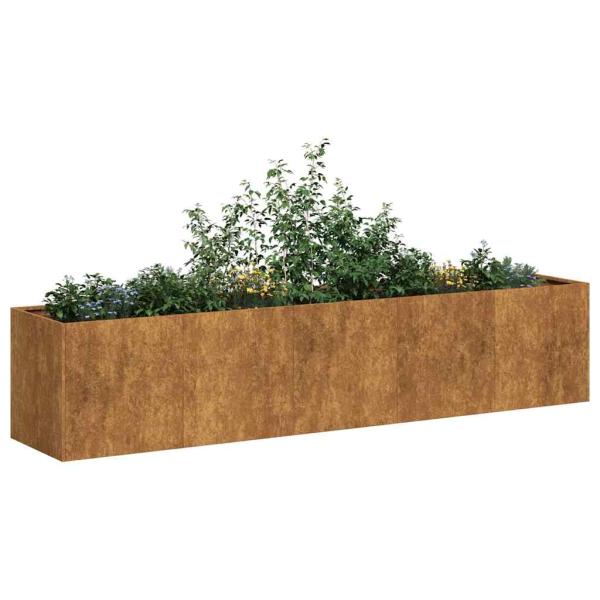 ARDEBO.de - Pflanzkübel Rostig 200x40x40 cm Wetterfester Stahl
