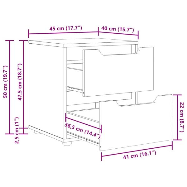 Nachttisch VISNES Betongrau 45x40x50 cm Holzwerkstoff