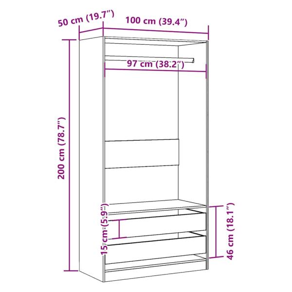 Kleiderschrank Artisan-Eiche 100x50x200 cm Holzwerkstoff