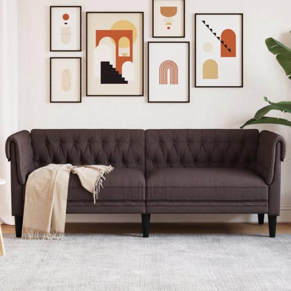 ARDEBO.de - Chesterfield-Sofa 3-Sitzer Dunkelbraun Stoff