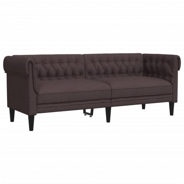 Chesterfield-Sofa 3-Sitzer Dunkelbraun Stoff